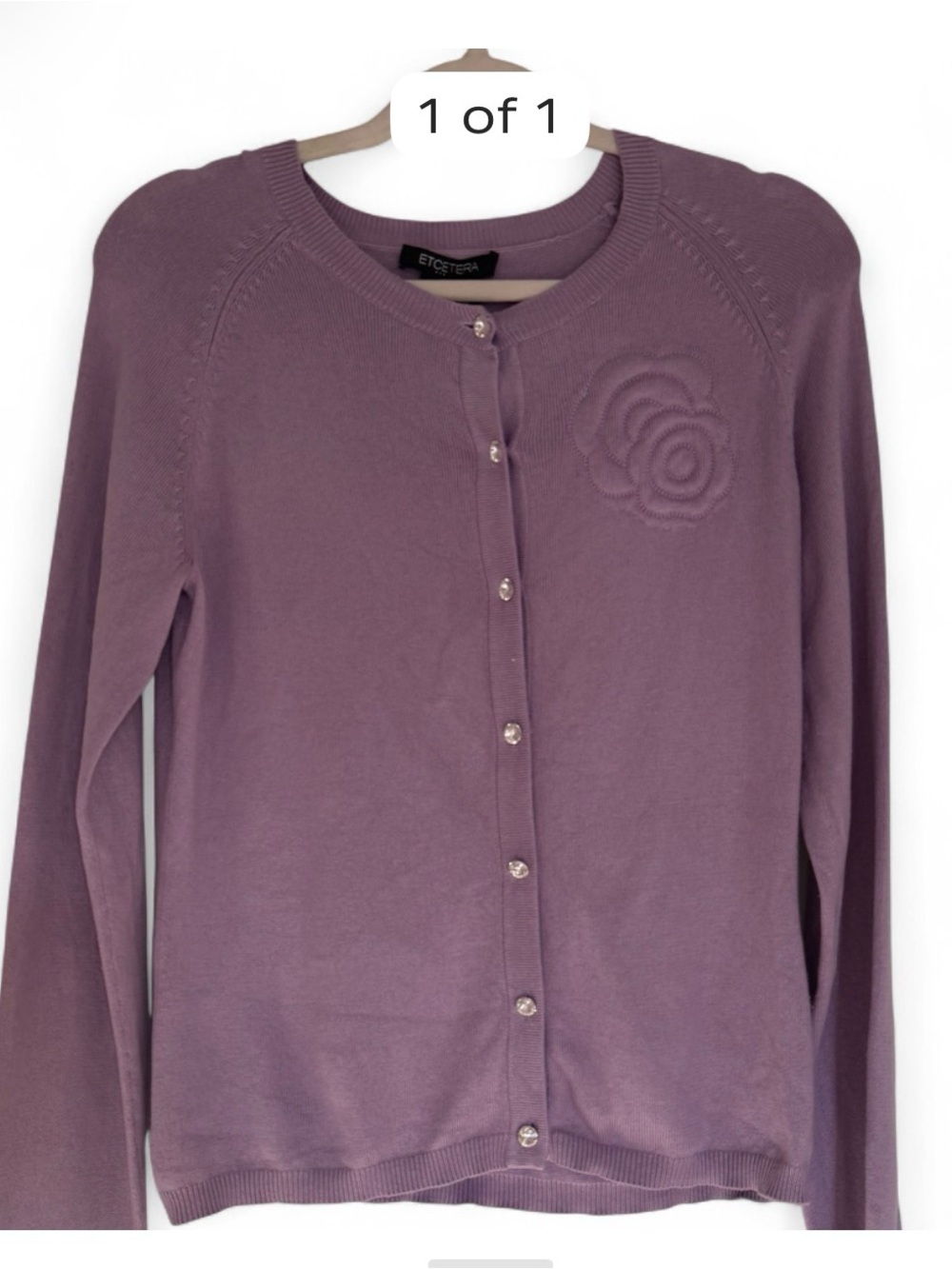 Etcetera Lavender Silk Cashmere Floral Cardigan M